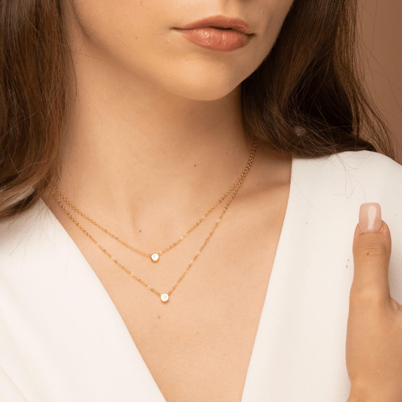 Letter dot pendant variation D, water-resistant gold