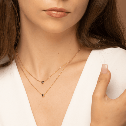 Initial dot necklace variation A in gold vermeil