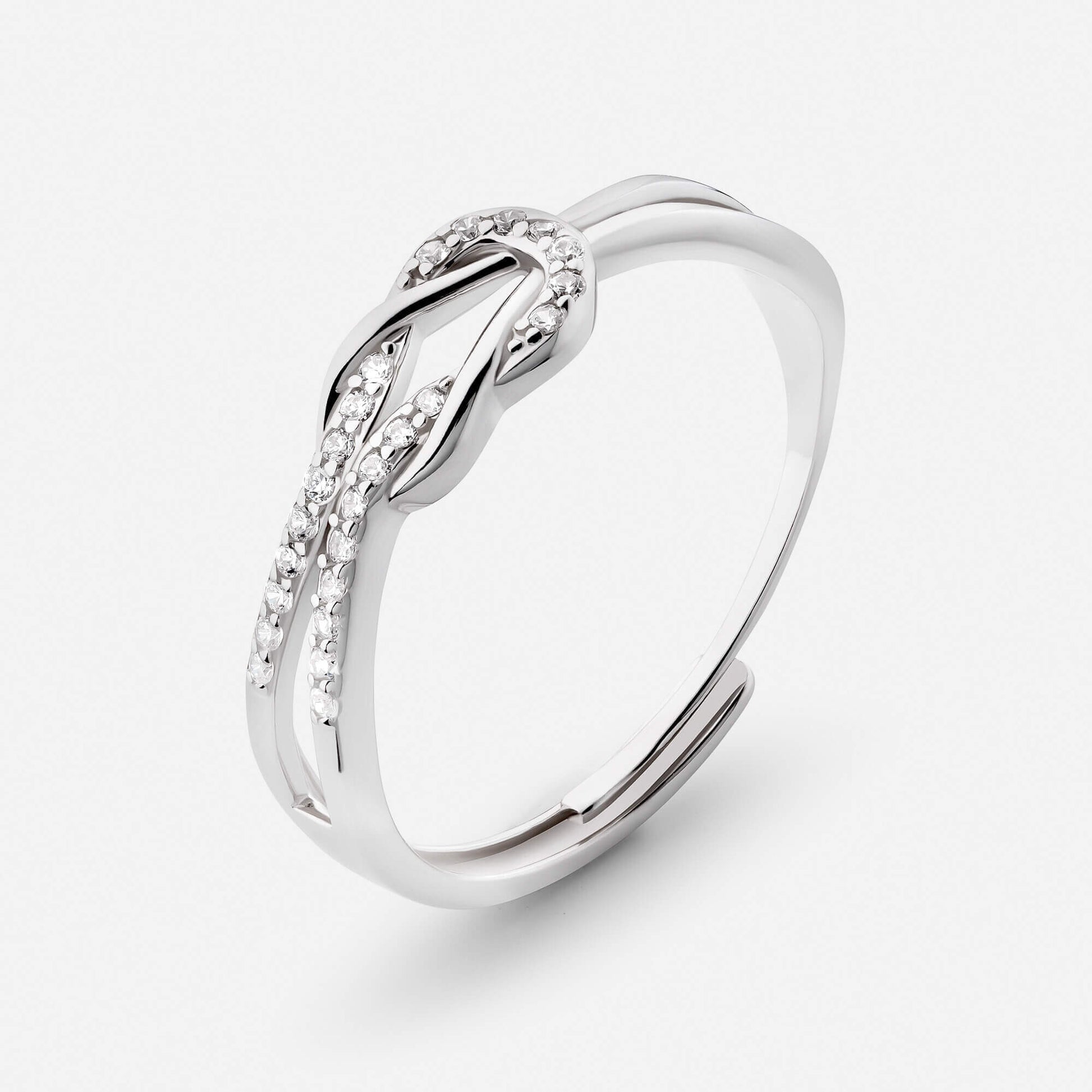 Gold knot ring, side angle view