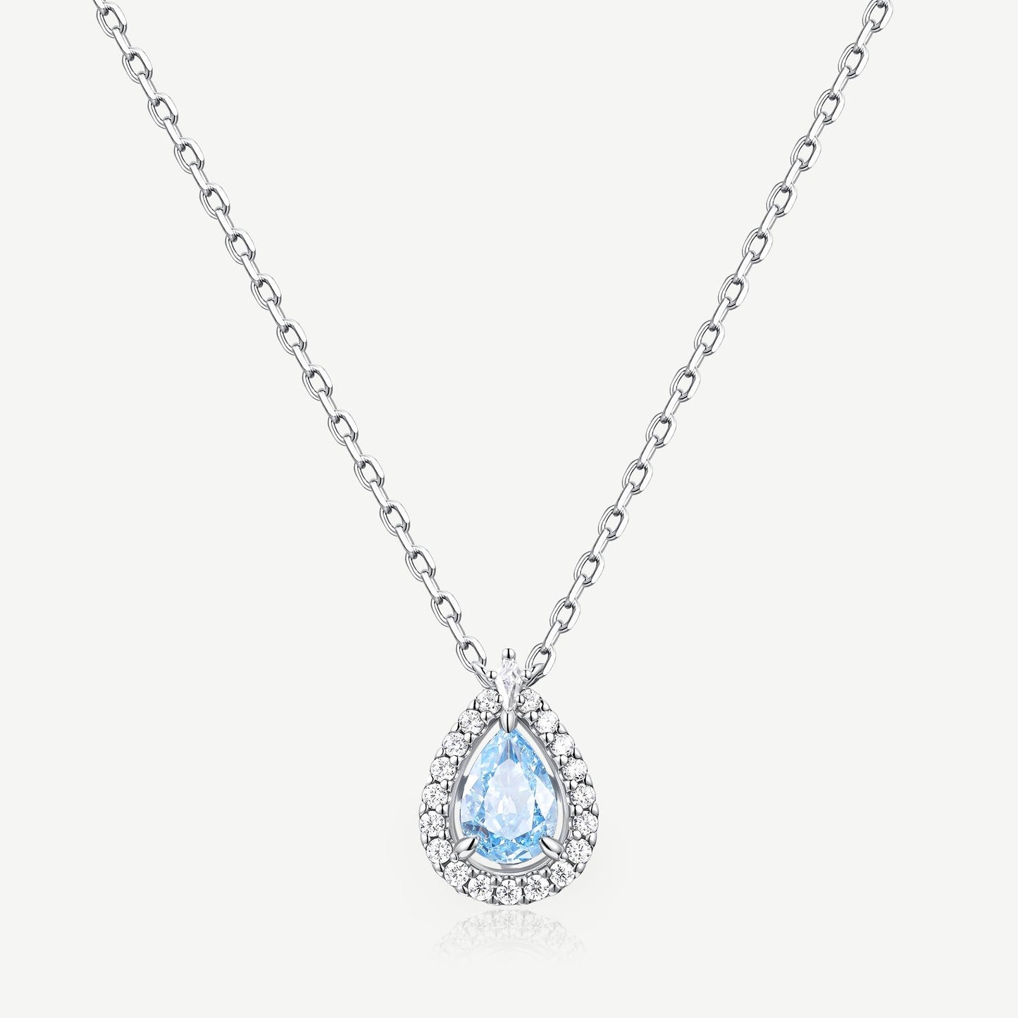 Ocean eye aquamarine birthstone drop necklace in 925 sterling silver