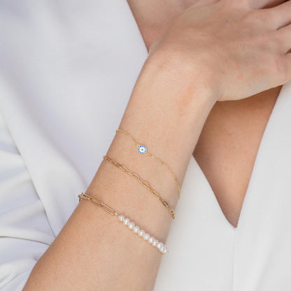 Gold link chain bracelet for layering and stacking