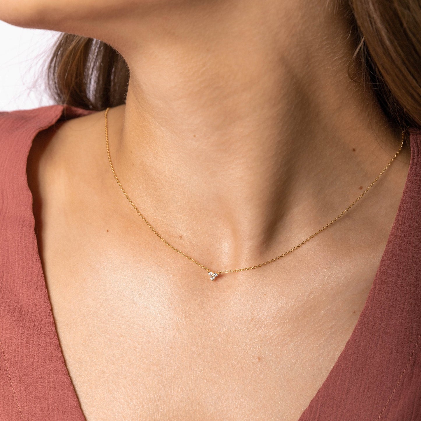 Lotus Sapphire Chain Necklace full length flat lay view – Ravyena