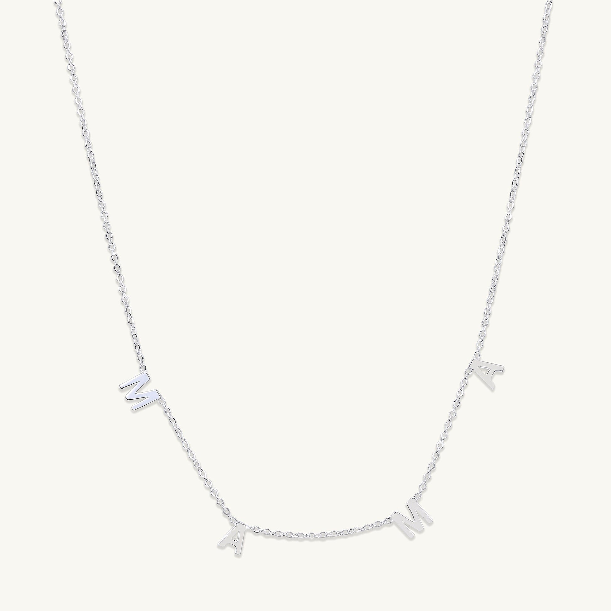 Close-up of Mama letter pendant detail