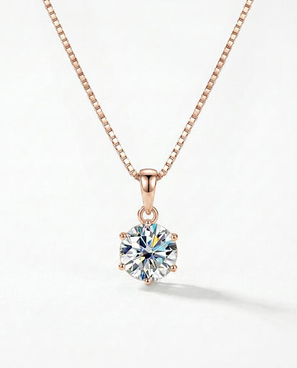 rose gold moissanite pendant necklace in 925 sterling silver