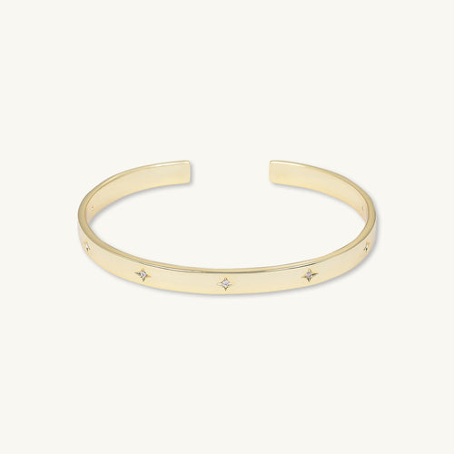 North star bangle bracelet in gold finish