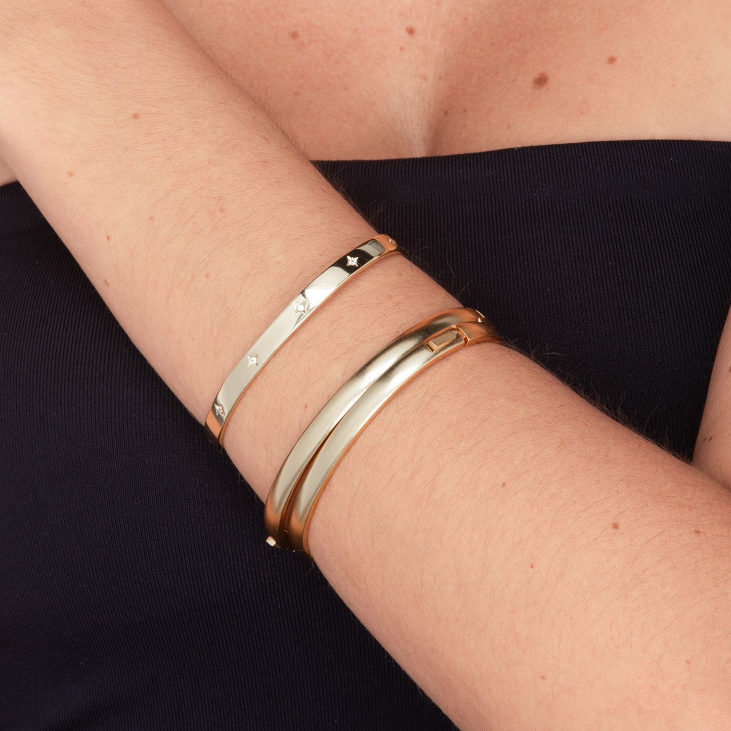 Star bangle bracelet, side angle view