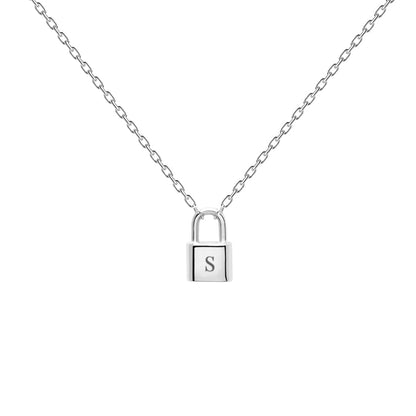Padlock letter pendant variation F in gold vermeil