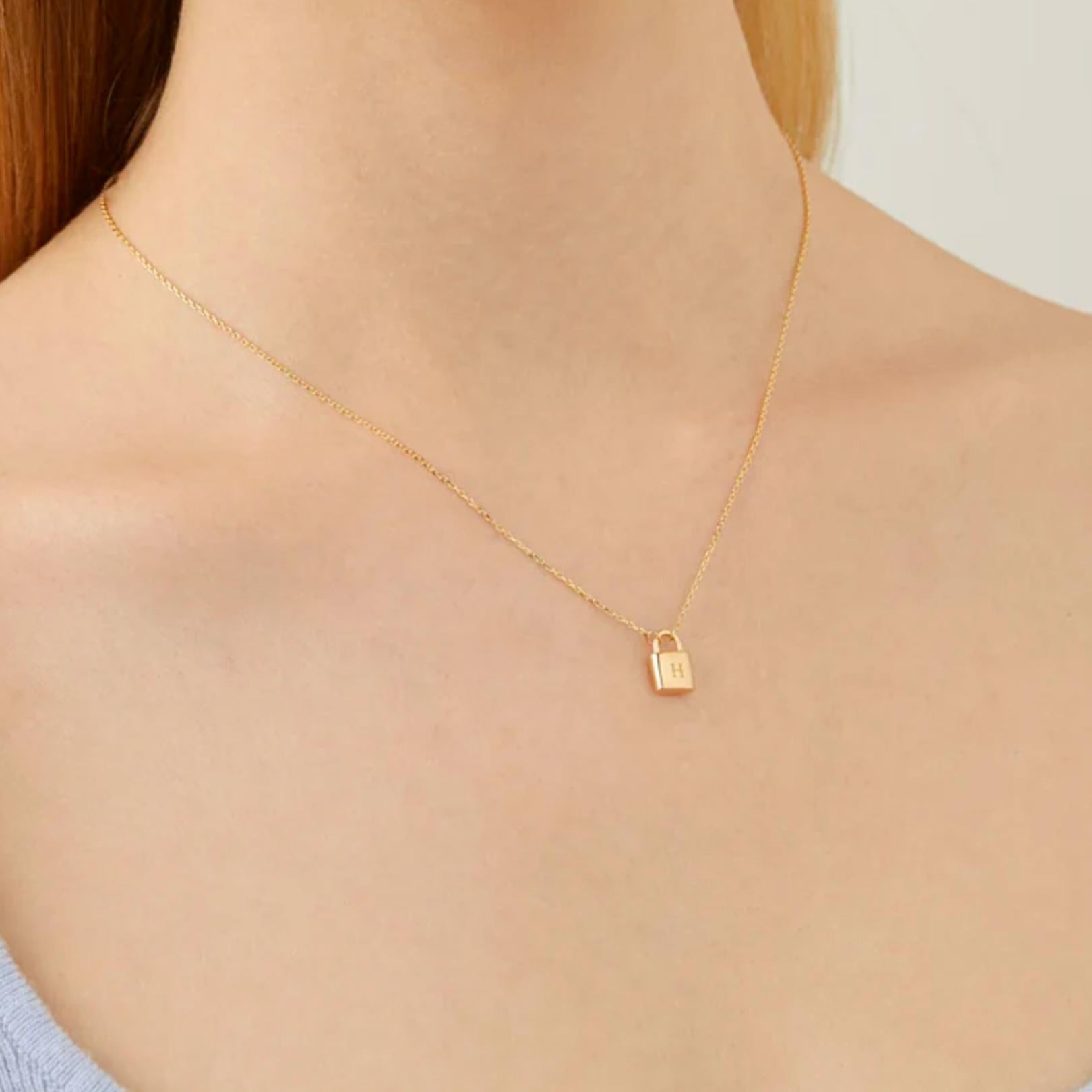 Padlock initial necklace variation G, romantic design