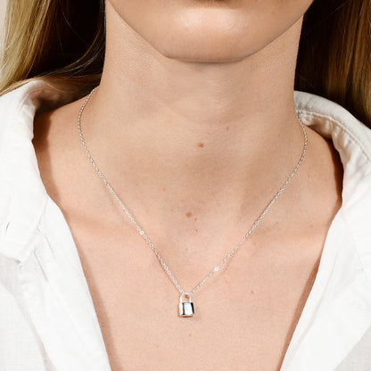 Padlock initial necklace lifestyle styling