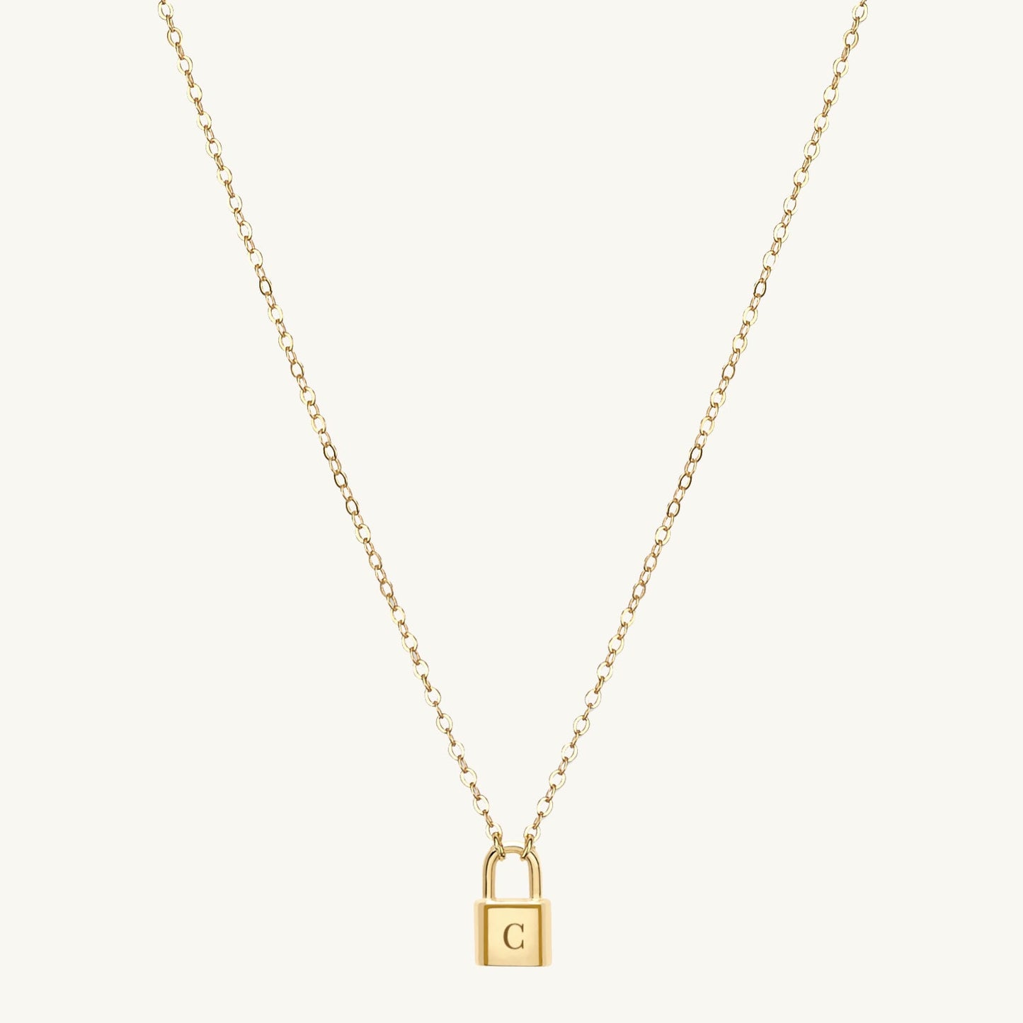 Padlock initial letter necklace in 18K gold vermeil