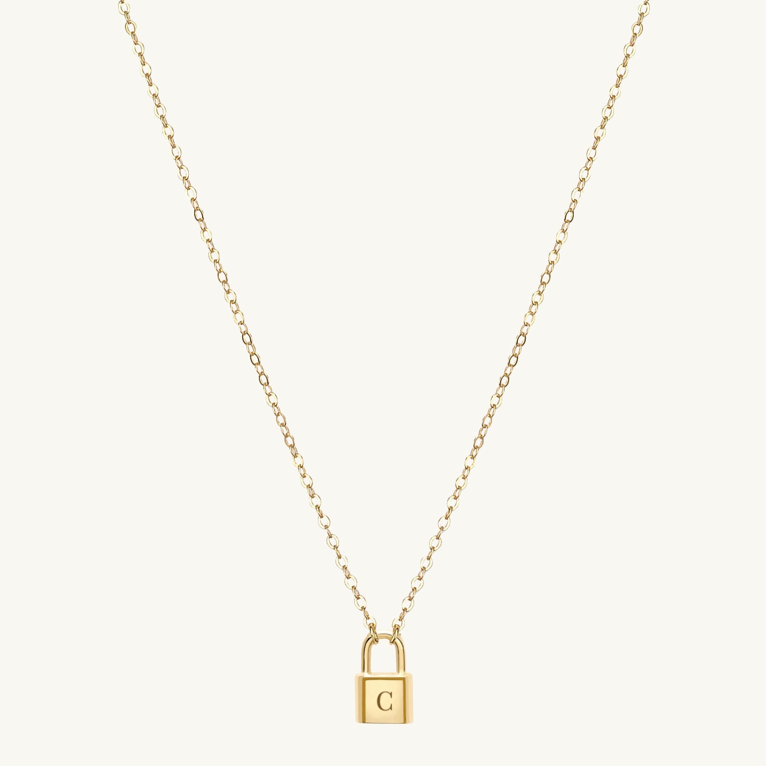 Padlock initial letter necklace in 18K gold vermeil