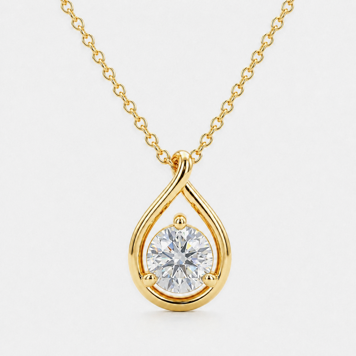 14K Gold Pear-Cut Moissanite Necklace — Gold