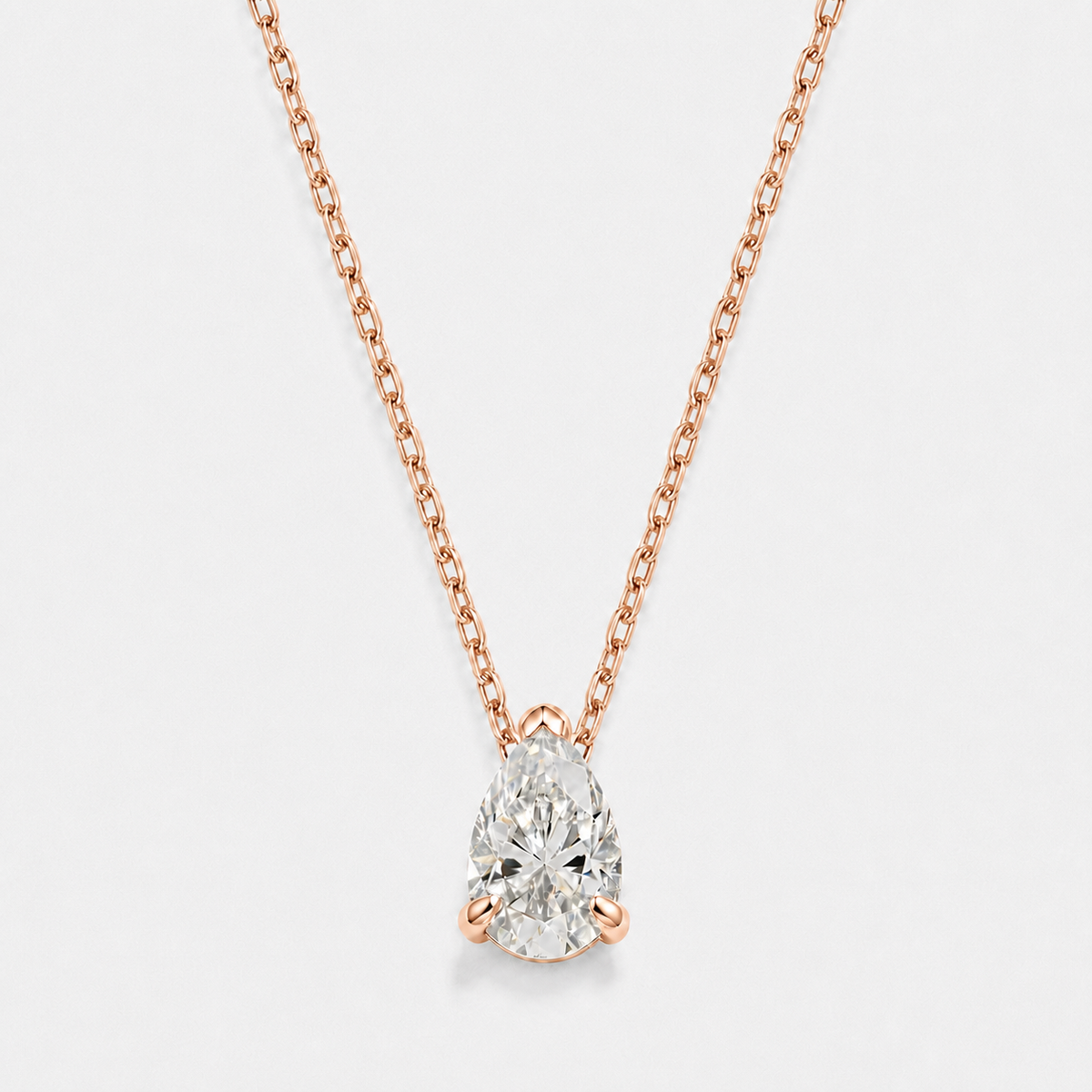 Celeste Pear-Cut Moissanite Necklace — Rose Gold