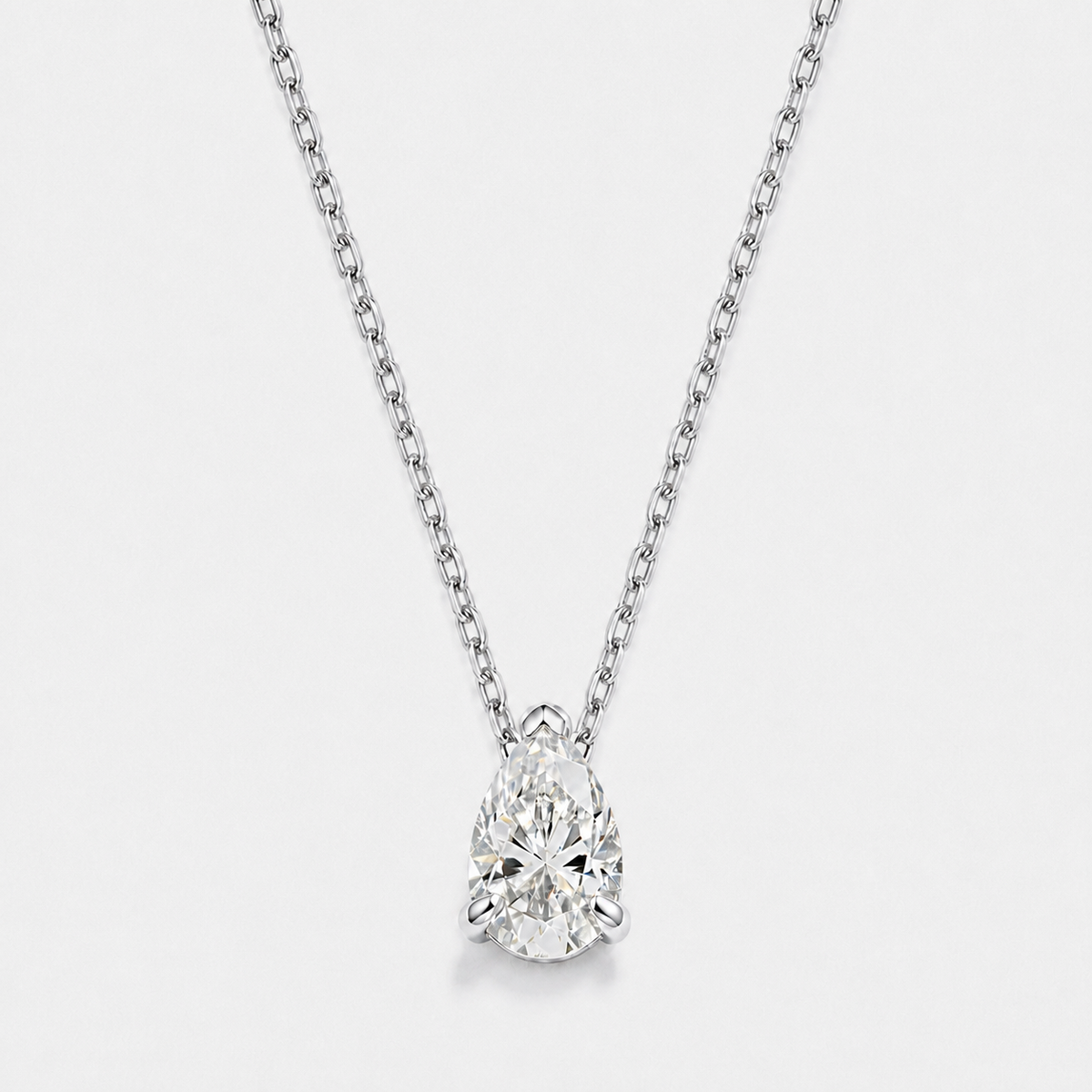 Celeste Pear-Cut Moissanite Necklace — Silver