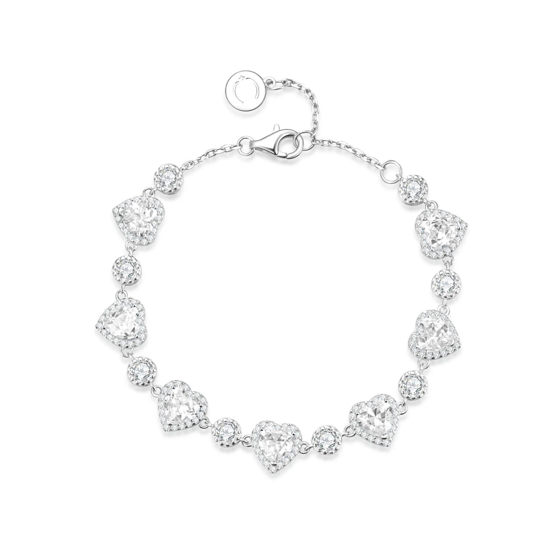 Pink halo heart bracelet detail shot