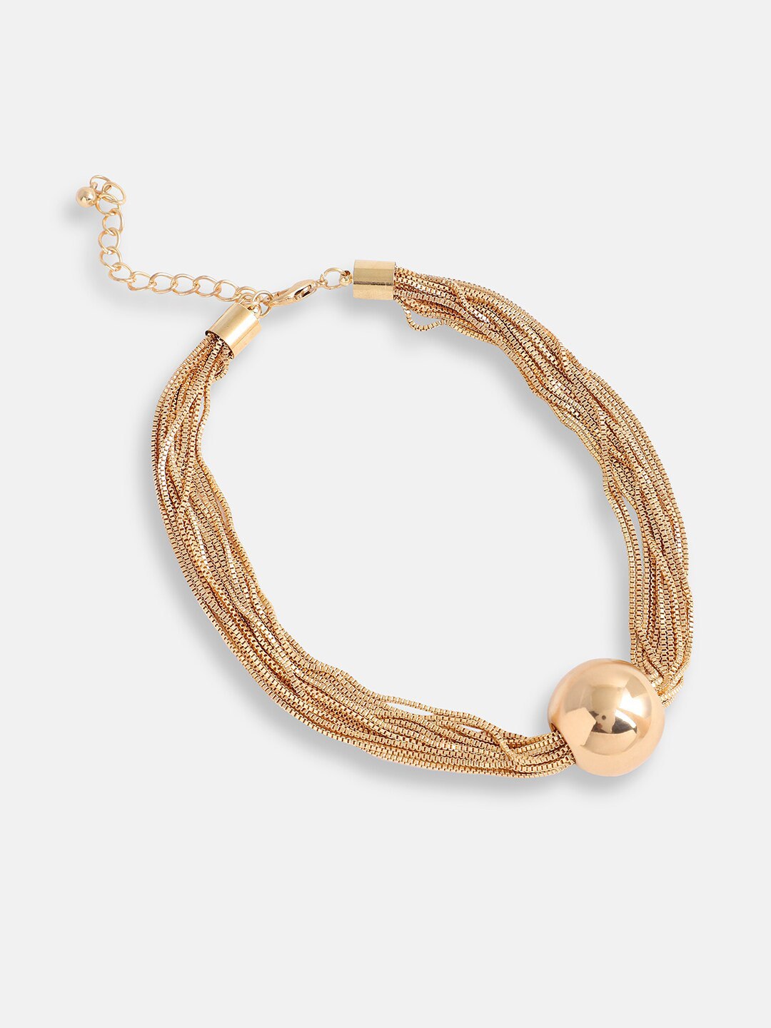 Layered gold necklace alternative angle view