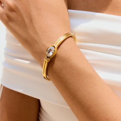 Elysian crystal cuff, side angle view