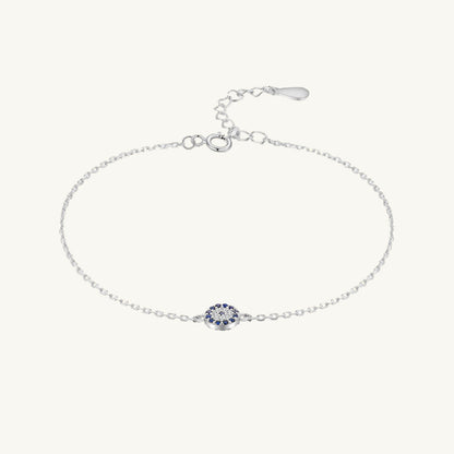 Round evil eye pave bracelet detail shot