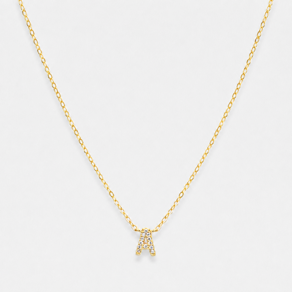 Sapphire Initial Letter Necklace — 18k Gold Vermeil / A