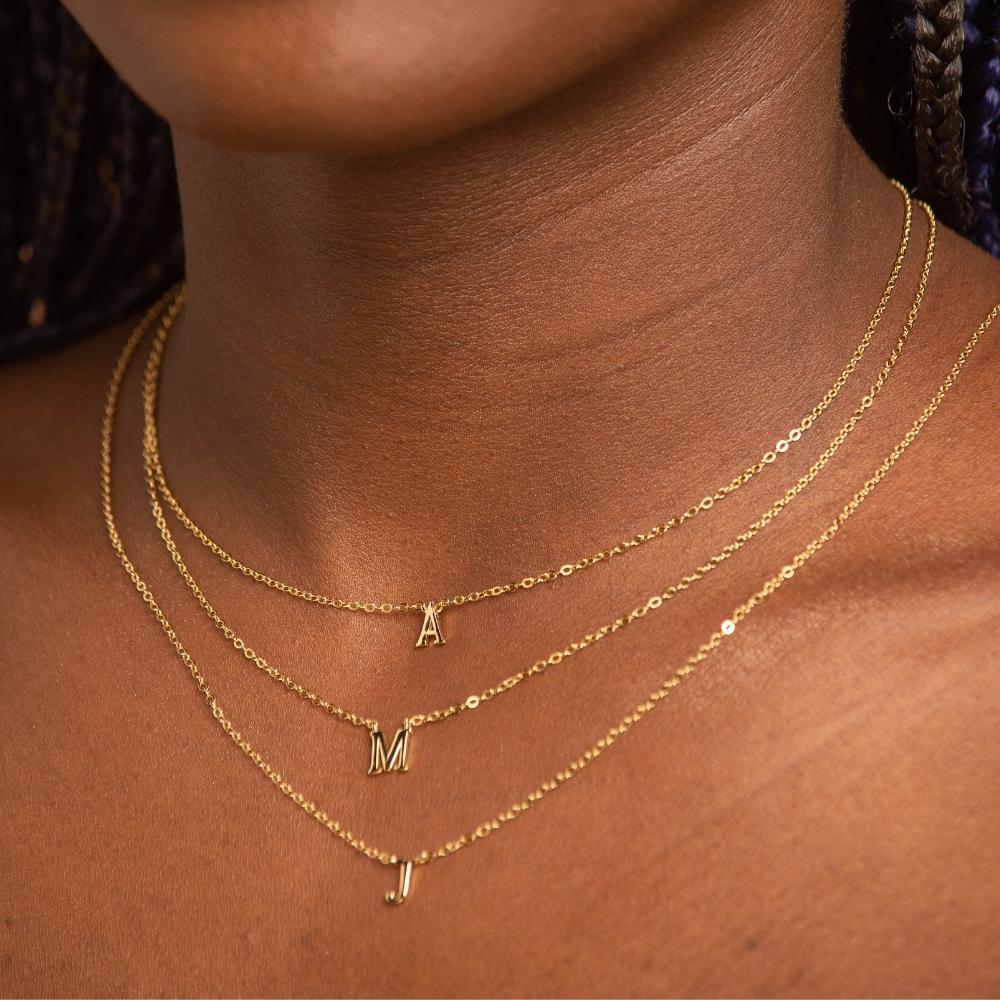 Cursive initial necklace variation C with delicate chain