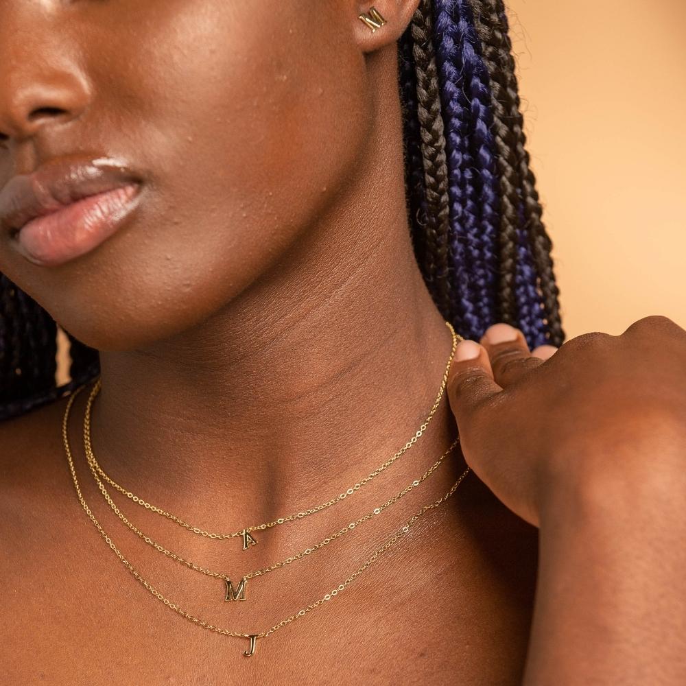 Cursive initial necklace variation E, refined finish