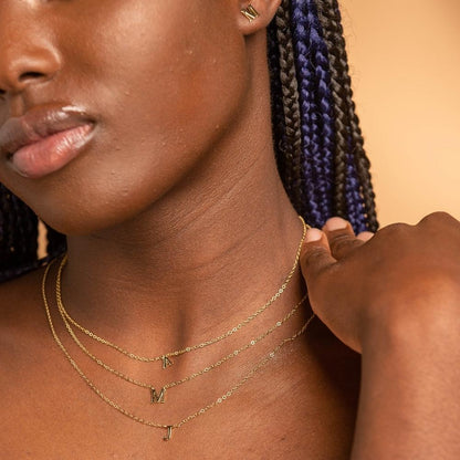 Cursive initial necklace variation E, refined finish