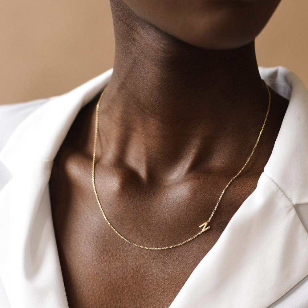 Personalised gold initial pendant on delicate chain