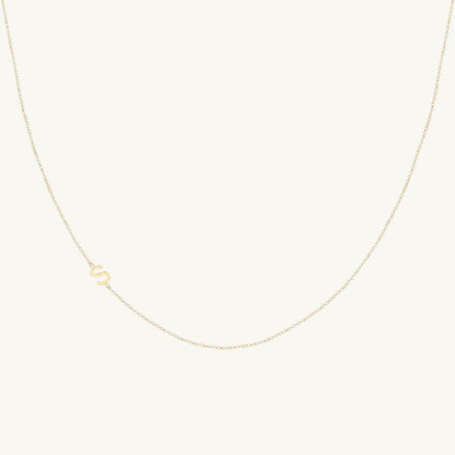 Sideways single initial letter necklace in 18K gold vermeil