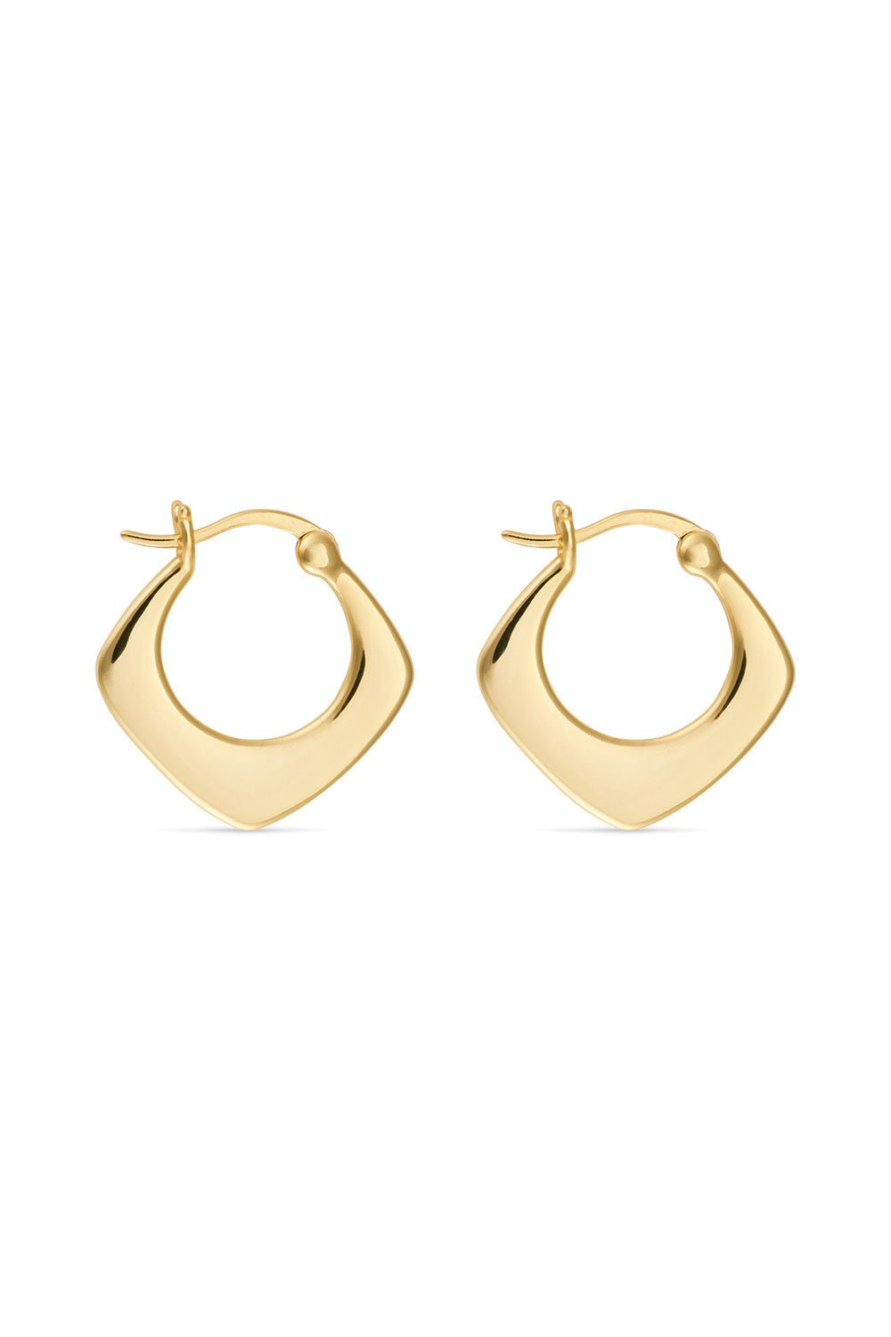 Small 18K gold geometric hoop earrings, modern design