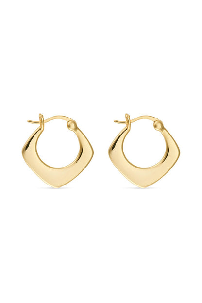 Small 18K gold geometric hoop earrings, modern design