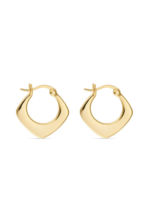 Small 18K gold geometric hoop earrings, modern design