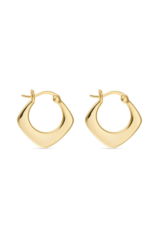 Small 18K gold geometric hoop earrings, modern design
