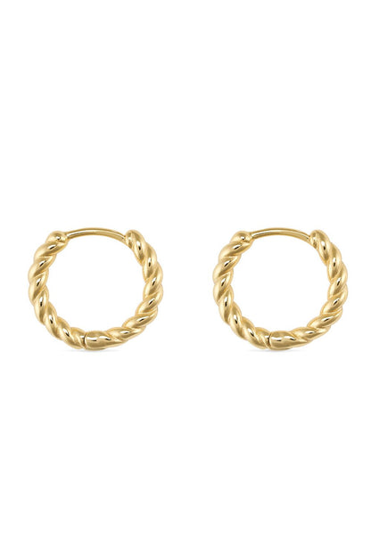 Small gold thin hoop earrings, dainty design