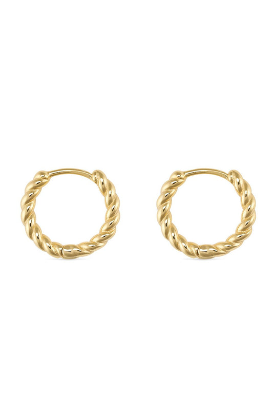 Small gold thin hoop earrings, dainty design