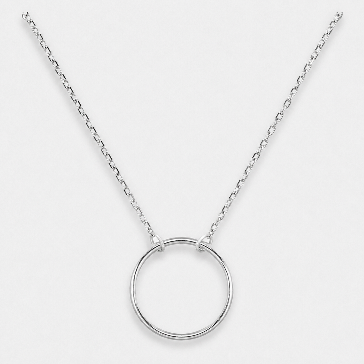 925 Sterling Silver Circle Pendant Necklace — Silver