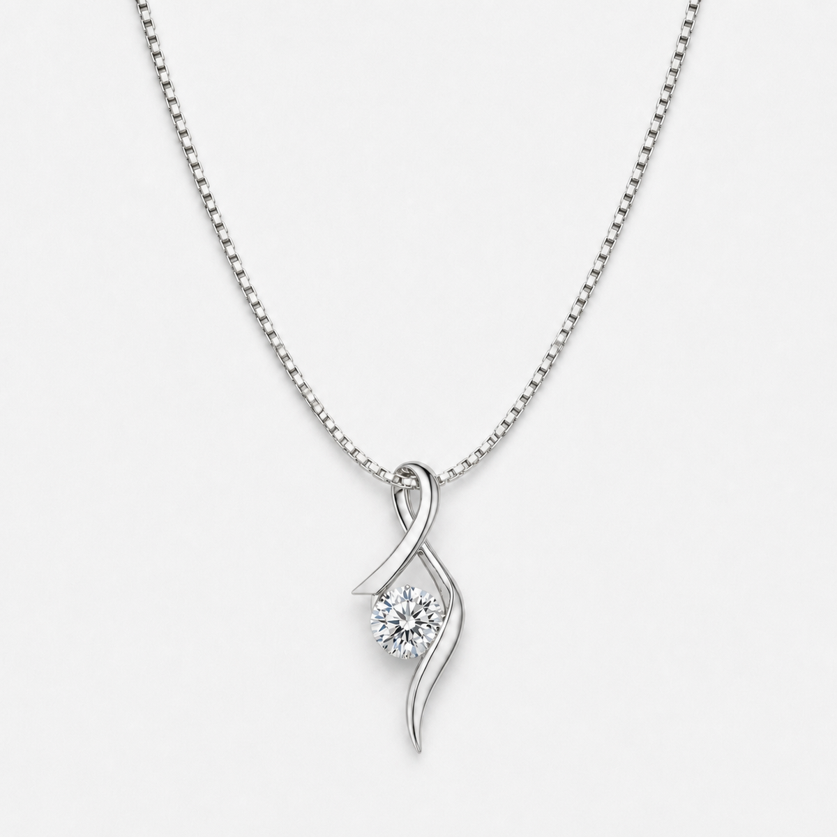Sterling Silver Zirconia Solitaire Pendant Necklace — Silver / 925 Sterlingsilber
