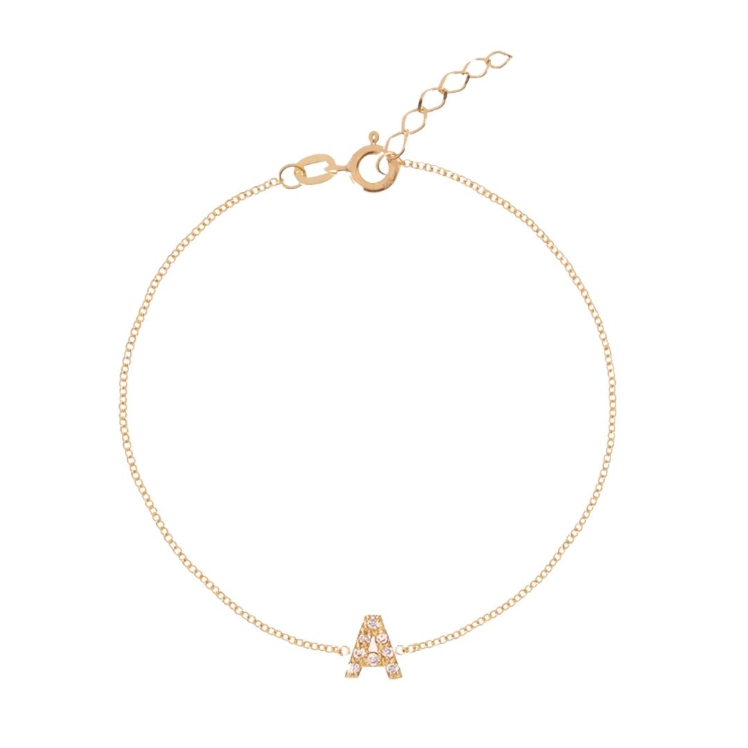Sapphire initial bracelet detail shot
