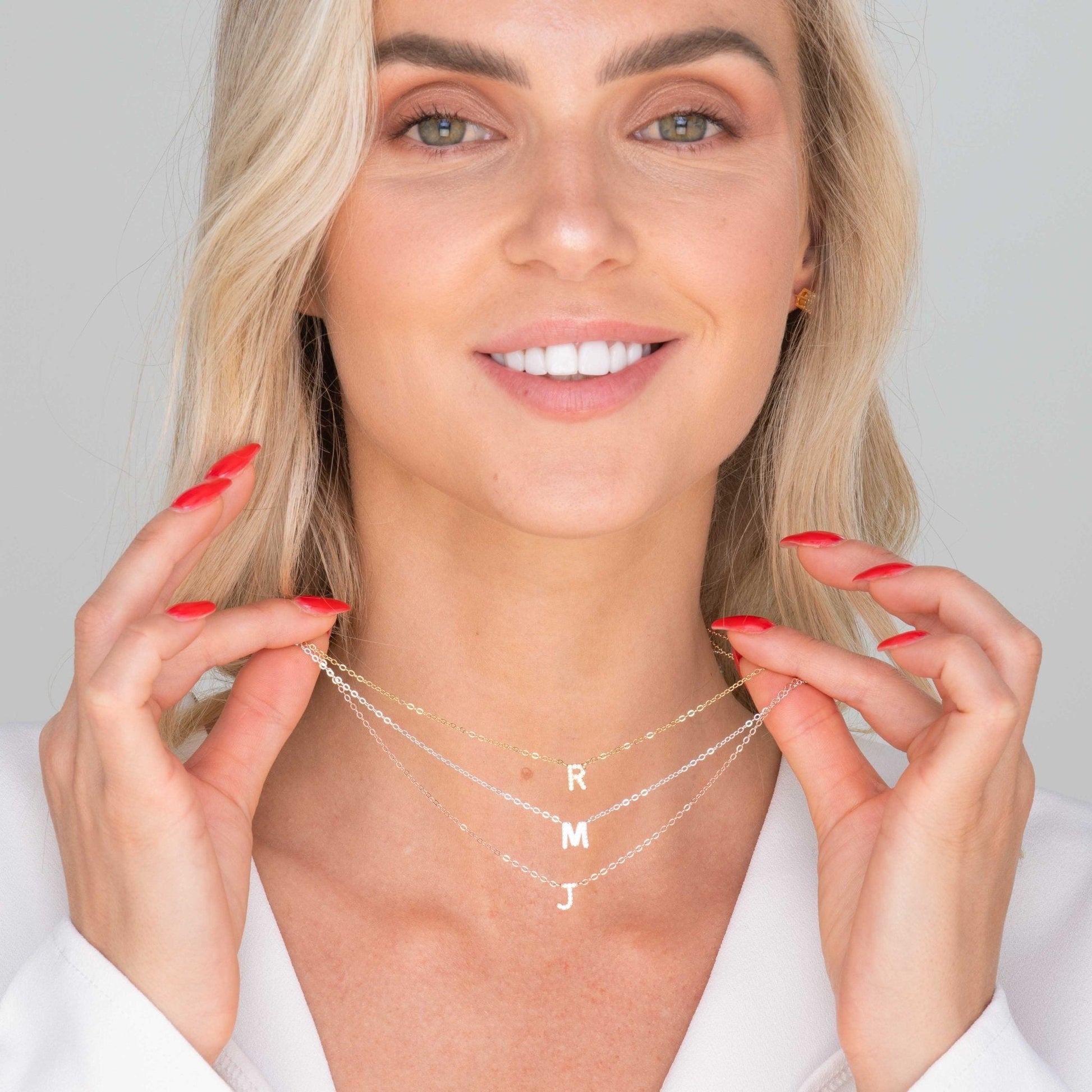 Initial Sapphire Letter Necklace letter A 18K gold vermeil – Ravyena