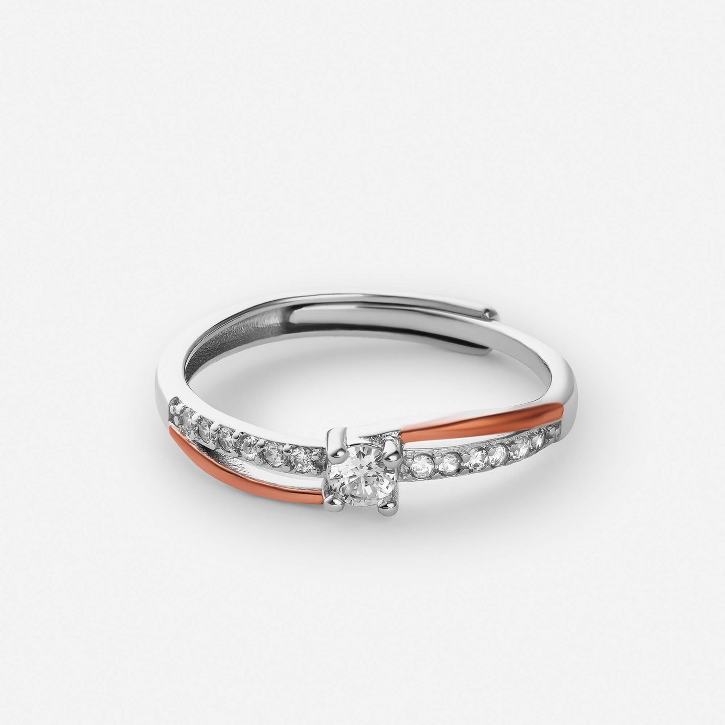 Ups and downs ring in polished gold finish