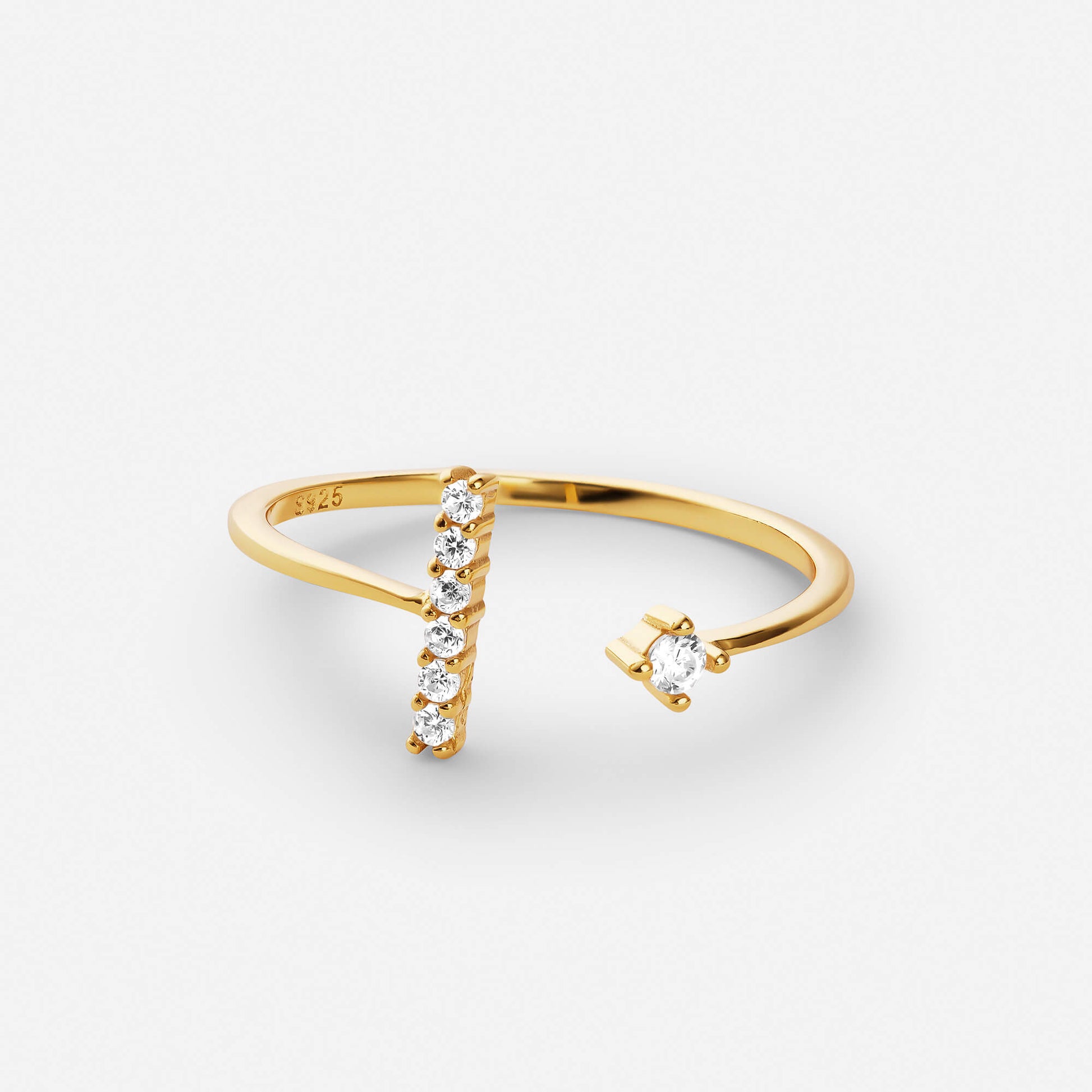 Valerie stone ring in polished gold finish