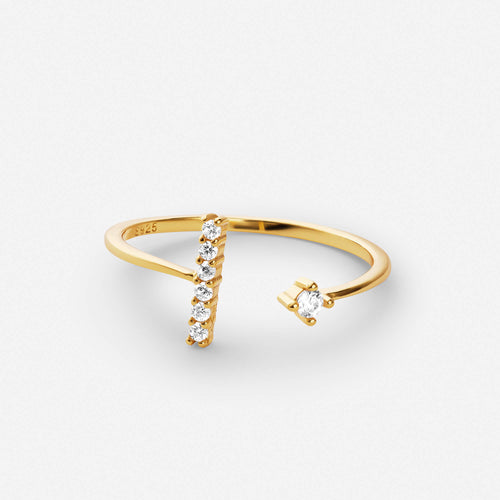 Valerie stone ring in polished gold finish